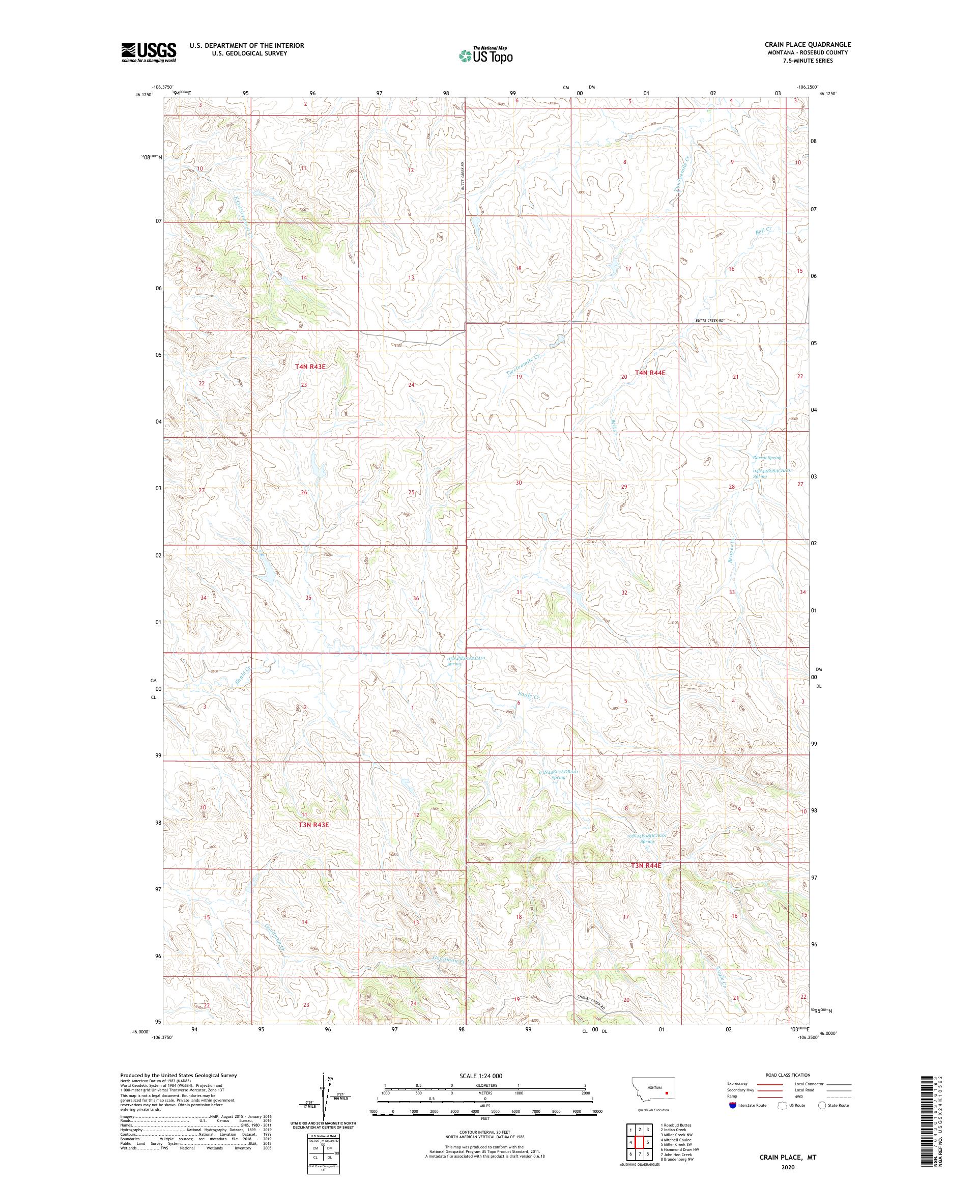 Crain Place Montana US Topo Map – MyTopo Map Store
