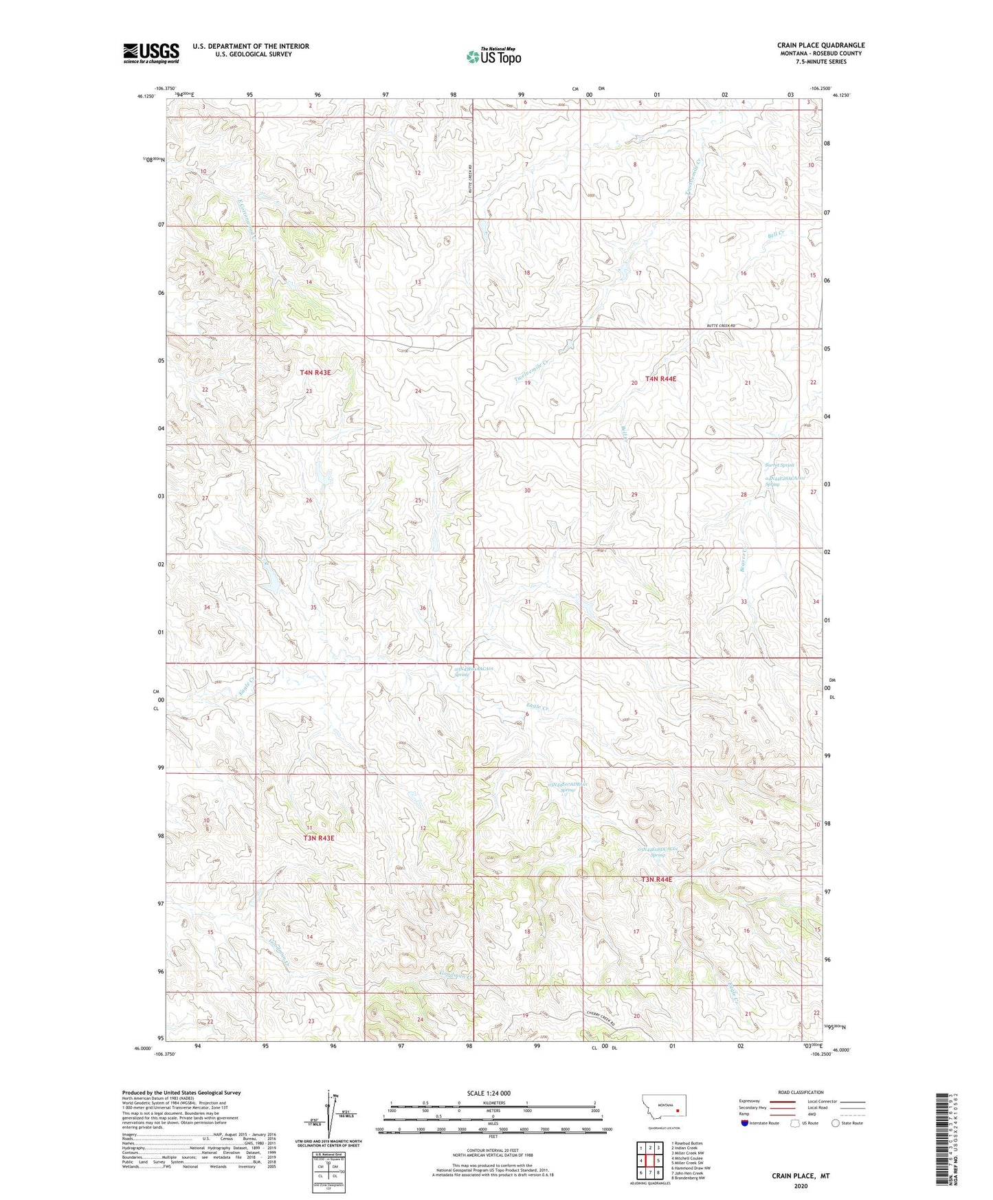 Crain Place Montana US Topo Map Image