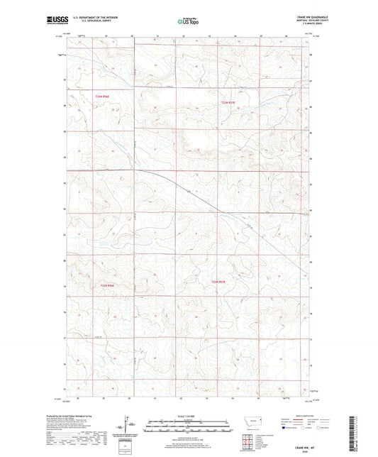 Crane NW Montana US Topo Map Image