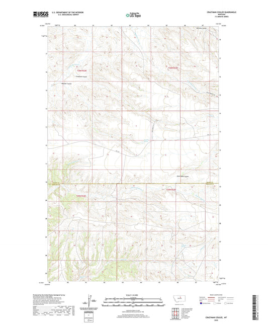 Crazyman Coulee Montana US Topo Map Image