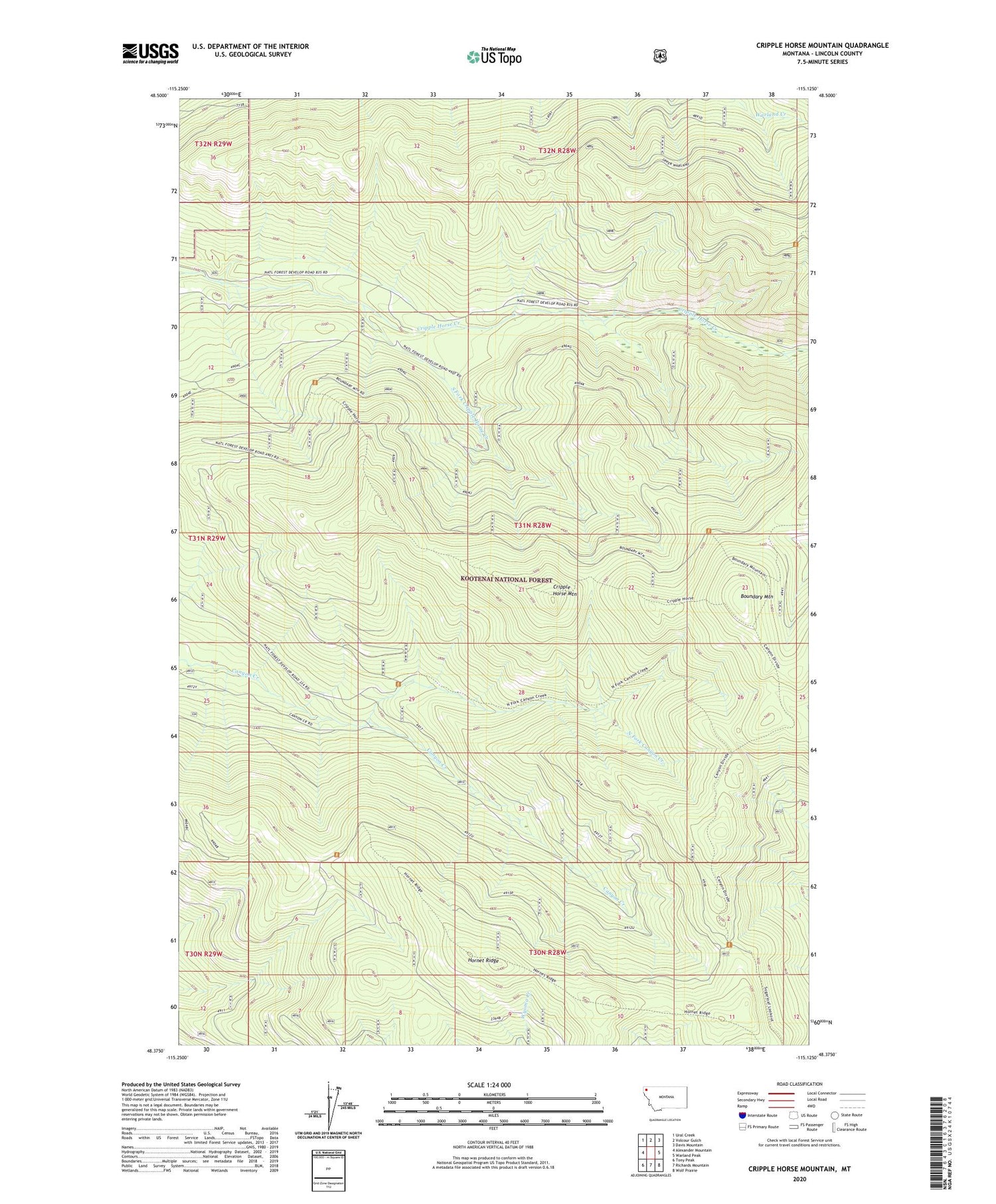 Cripple Horse Mountain Montana US Topo Map Image