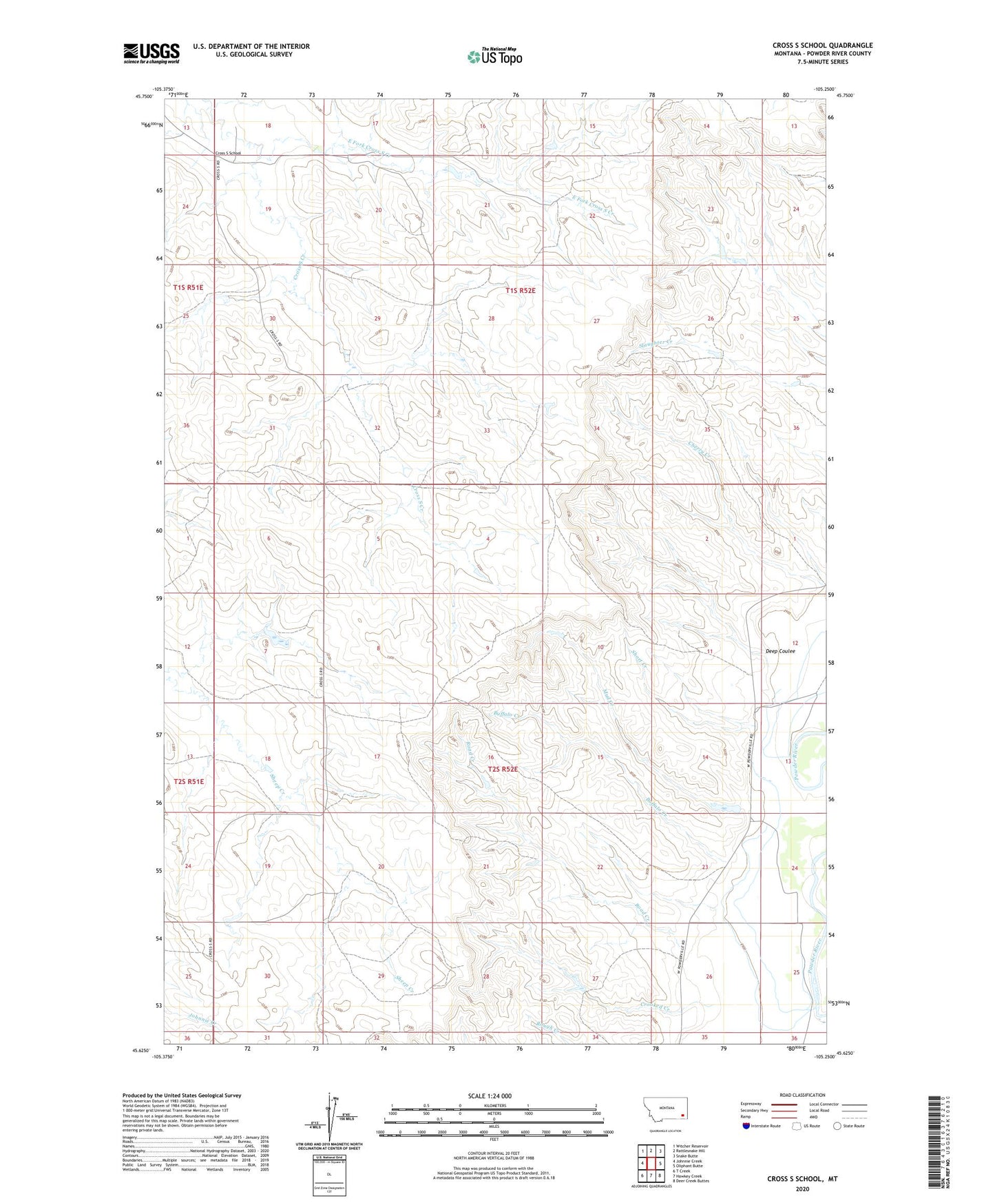 Cross S School Montana US Topo Map Image