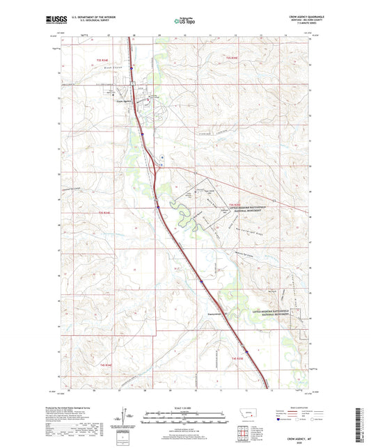 Crow Agency Montana US Topo Map Image
