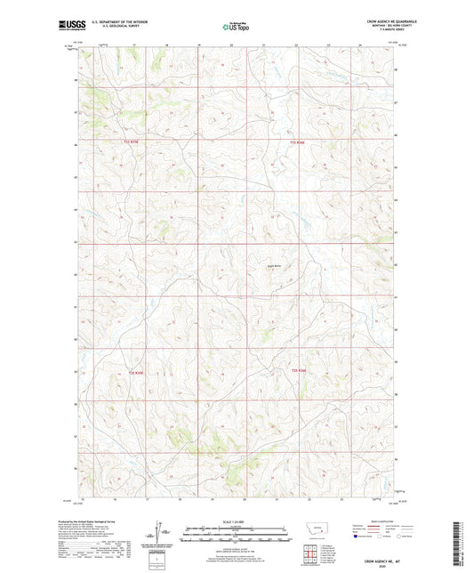 Crow Agency NE Montana US Topo Map Image