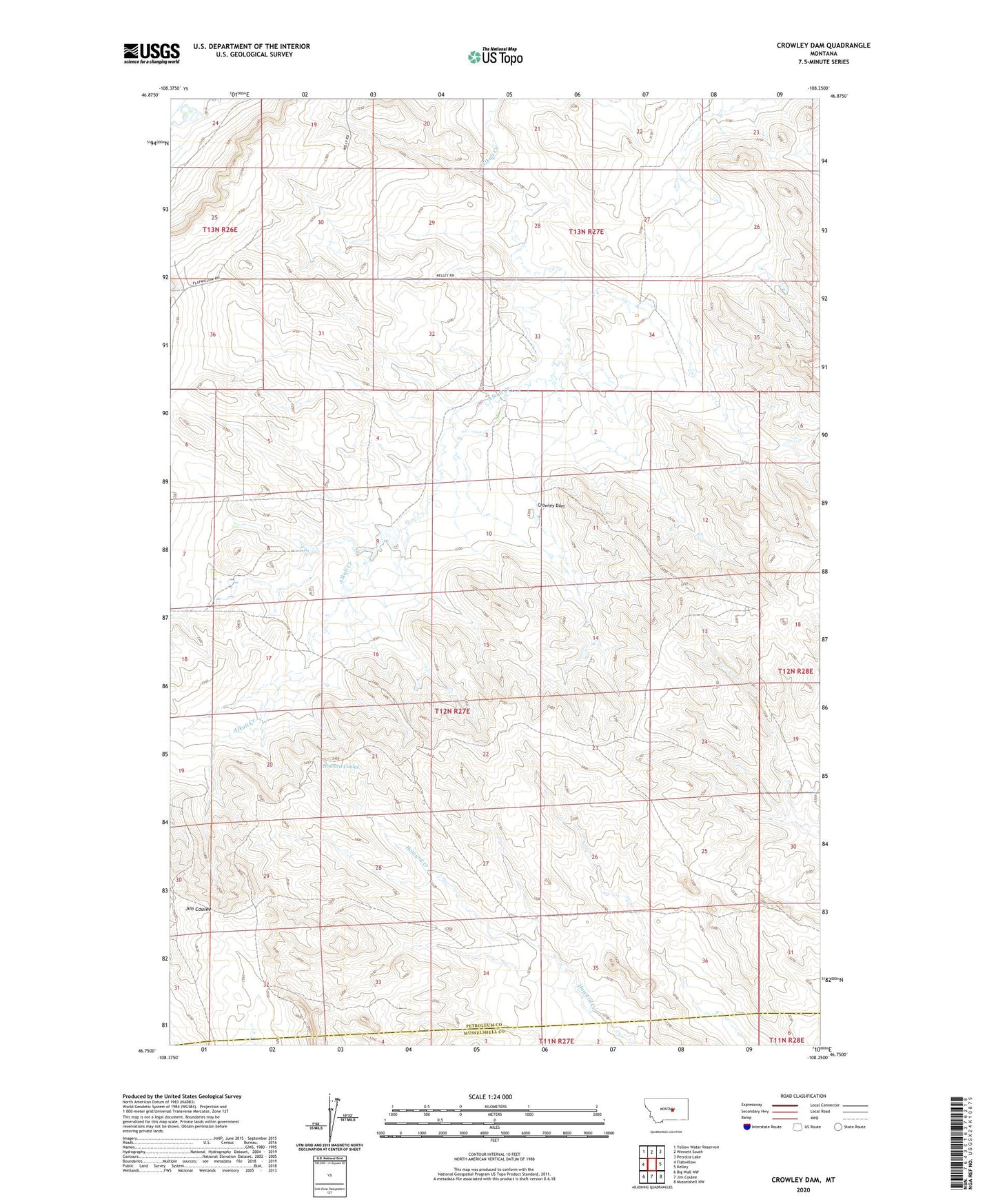 Crowley Dam Montana US Topo Map Image