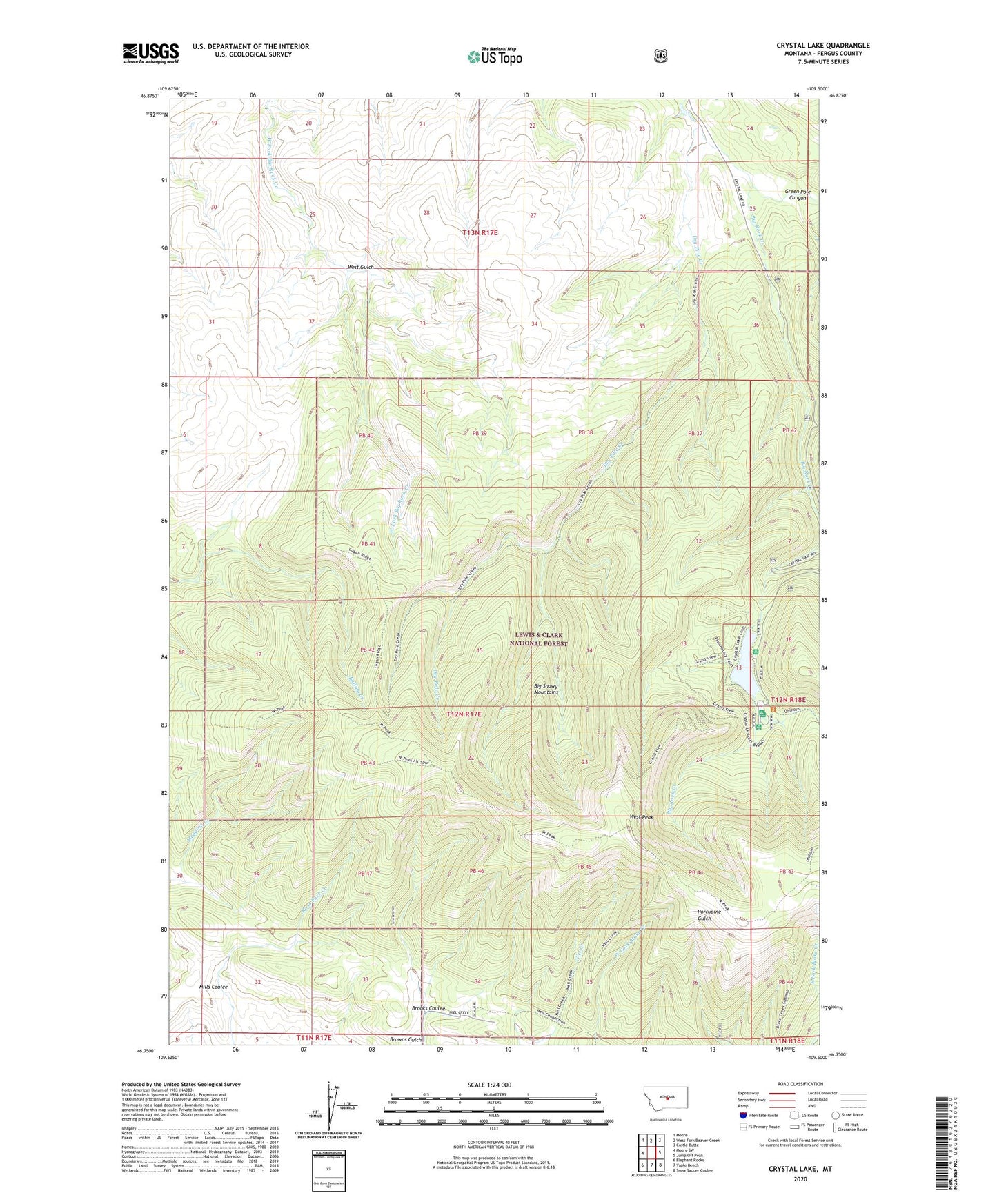 Crystal Lake Montana US Topo Map Image