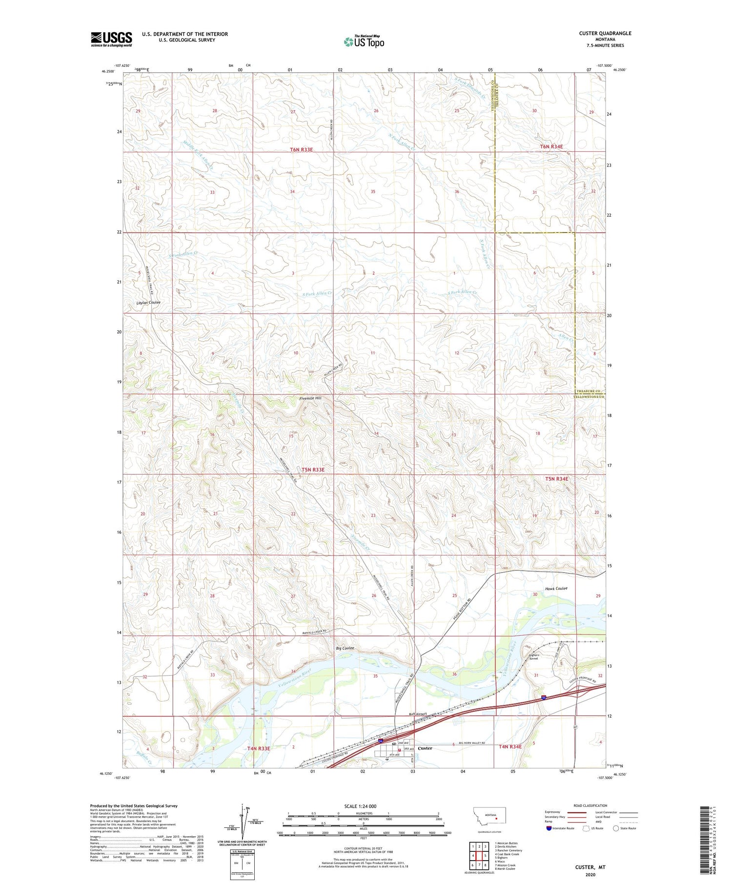 Custer Montana US Topo Map Image