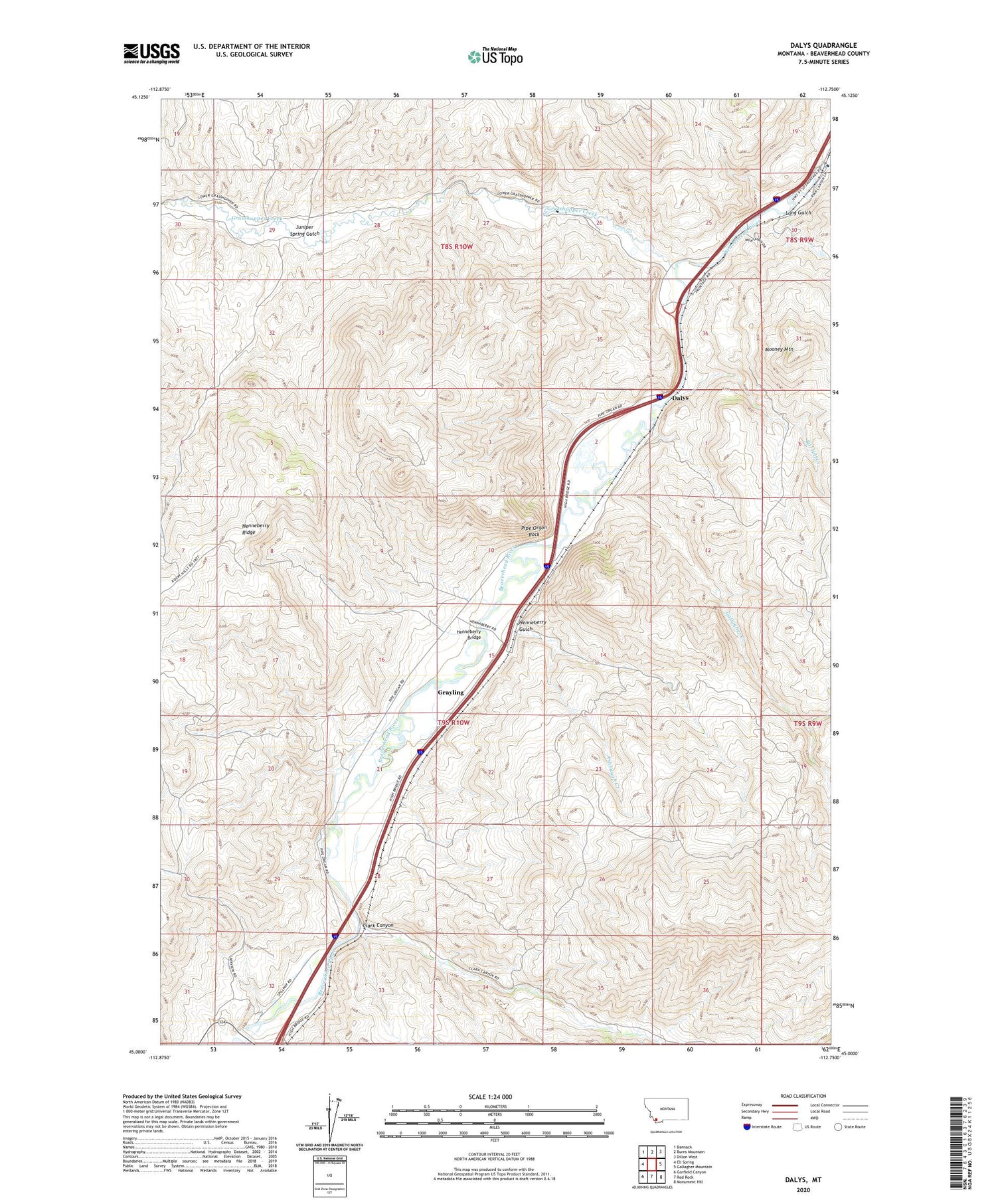 Dalys Montana US Topo Map Image