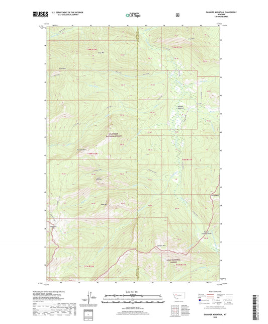 Danaher Mountain Montana US Topo Map Image