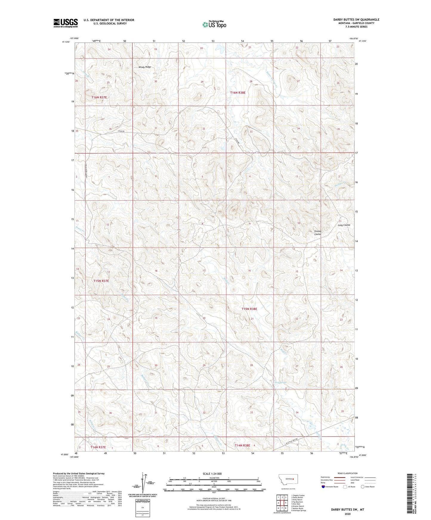 Darby Buttes SW Montana US Topo Map Image