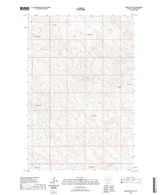 Darby Buttes SW Montana US Topo Map Image