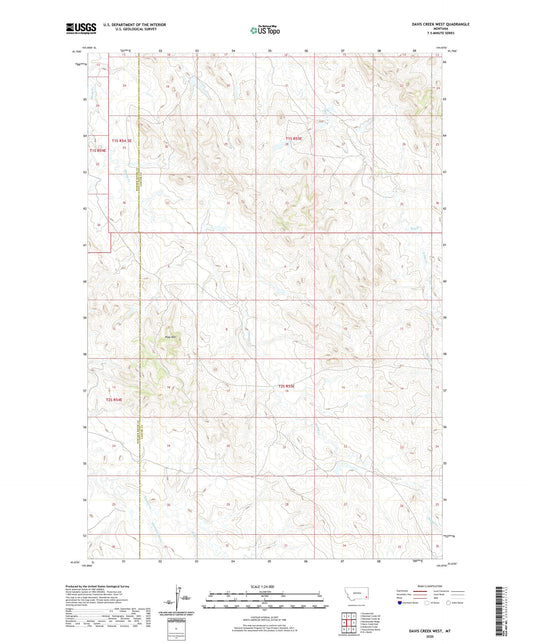 Davis Creek West Montana US Topo Map Image