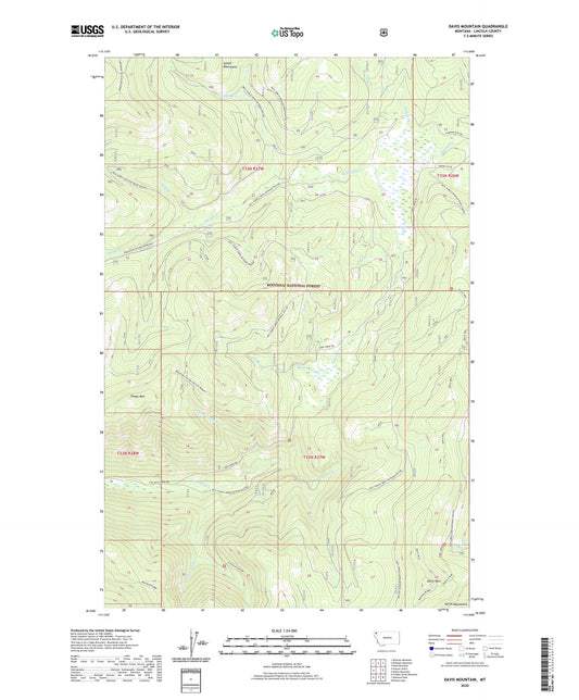 Davis Mountain Montana US Topo Map Image