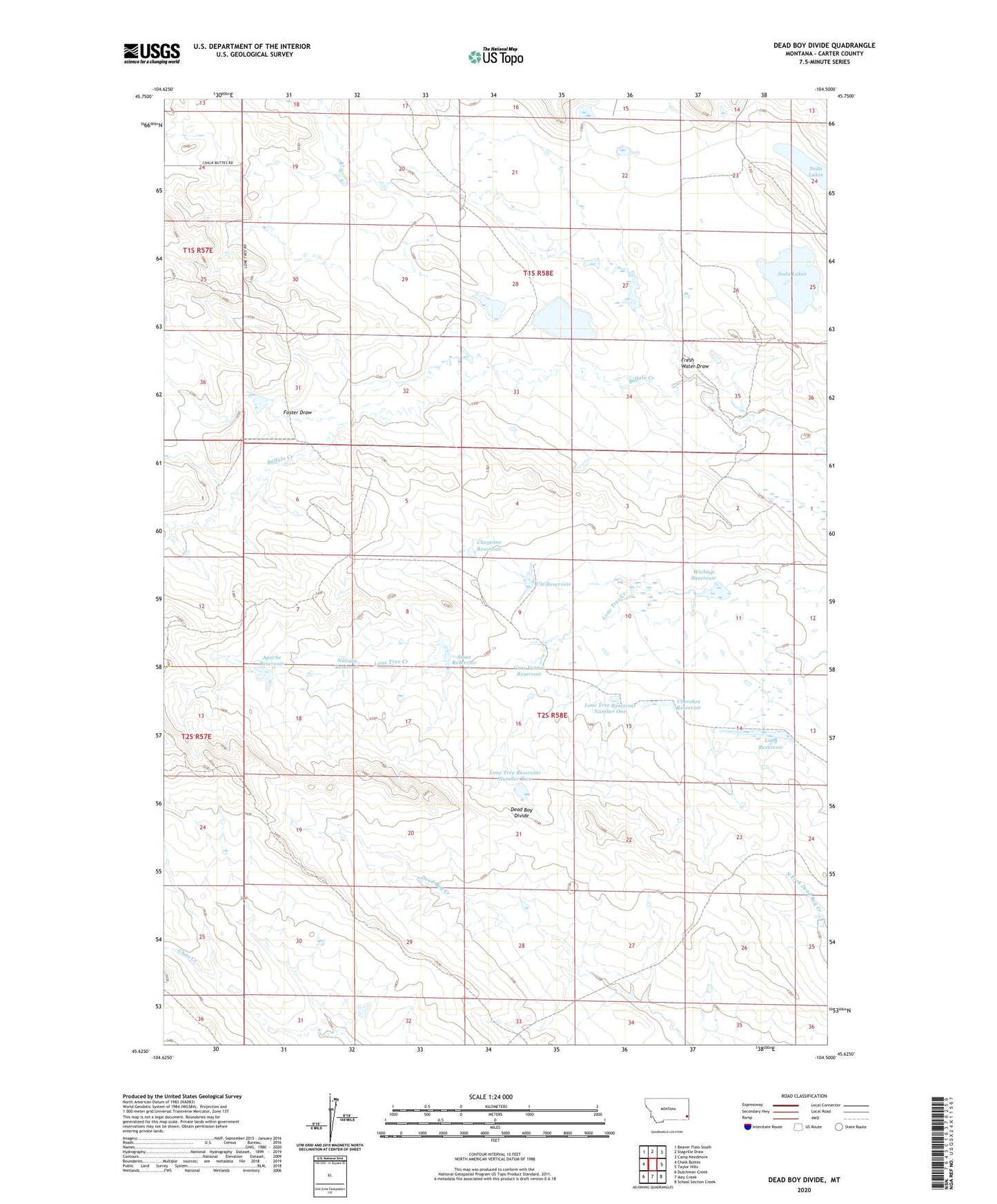 Dead Boy Divide Montana US Topo Map Image