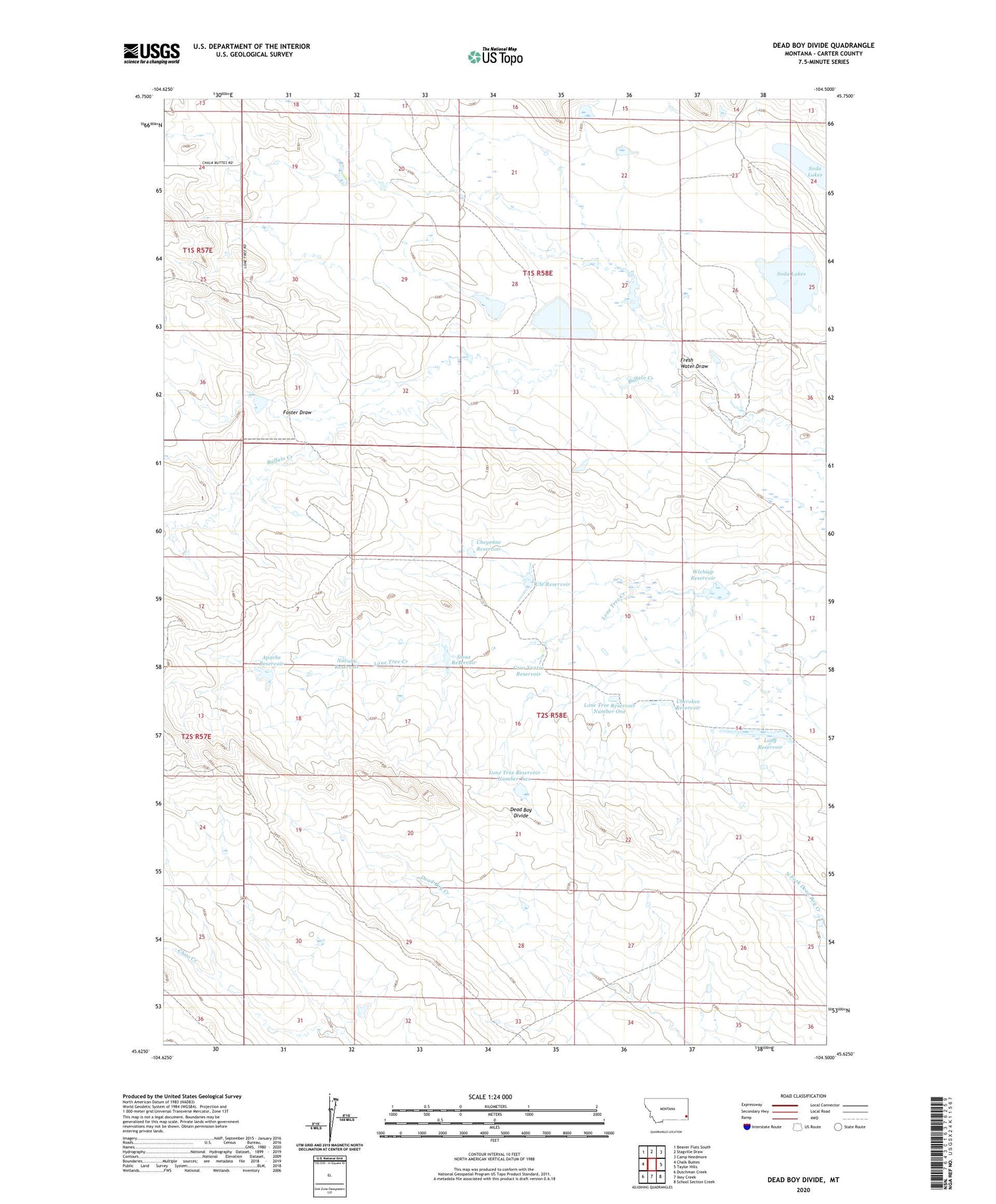 Dead Boy Divide Montana US Topo Map Image
