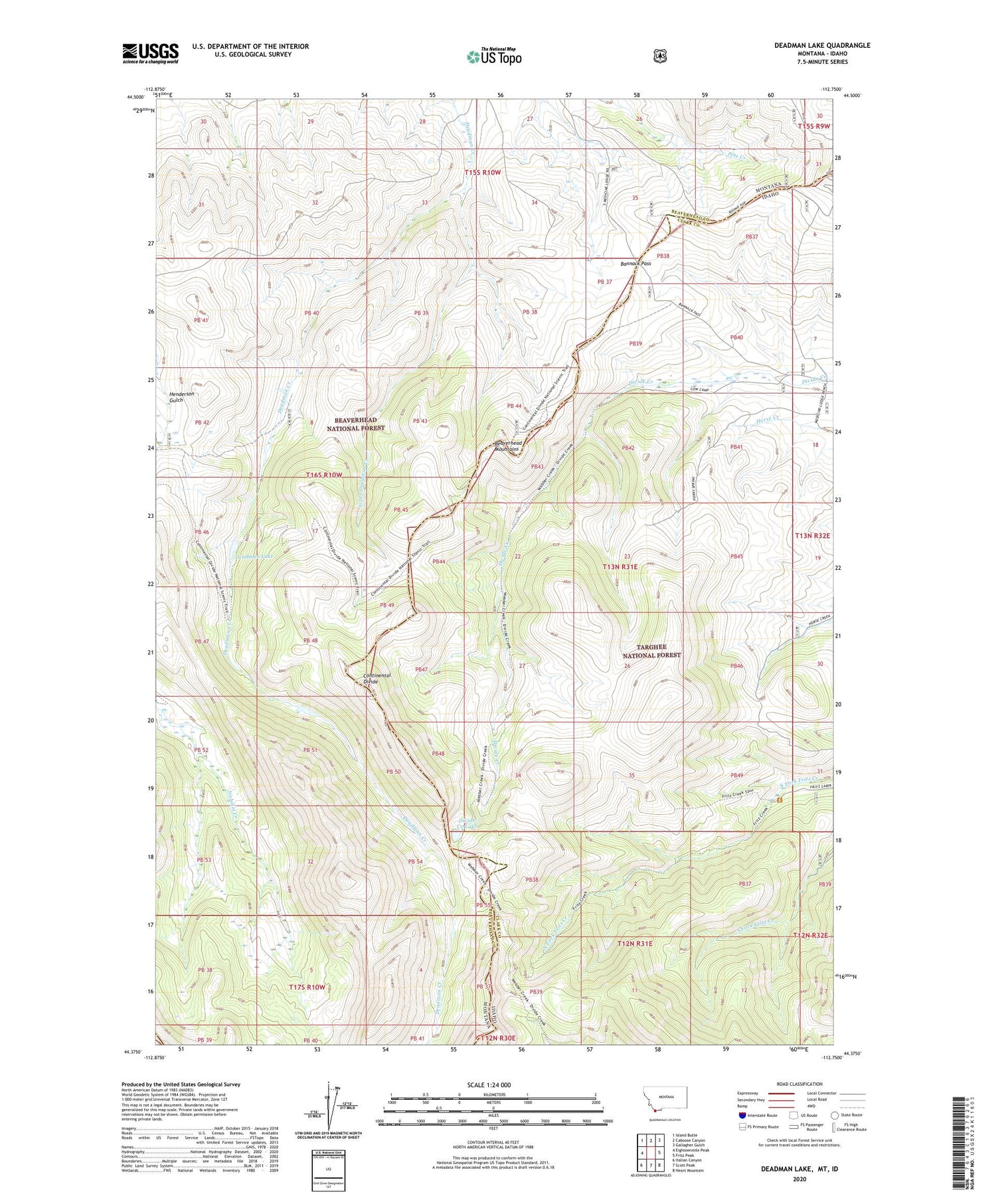 Deadman Lake Montana US Topo Map Image