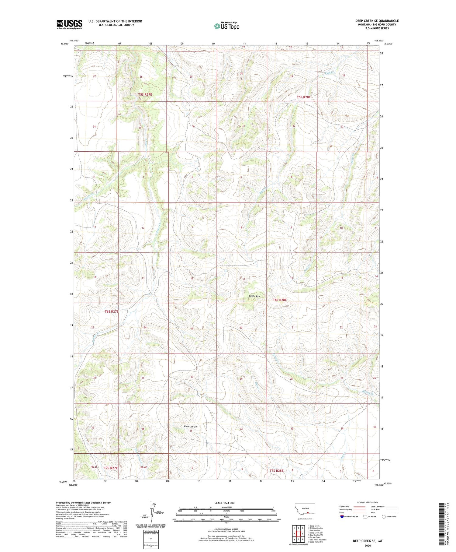 Deep Creek SE Montana US Topo Map Image