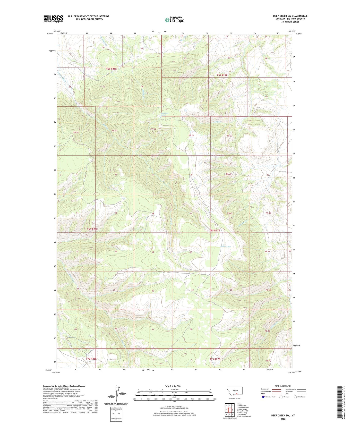 Deep Creek SW Montana US Topo Map Image