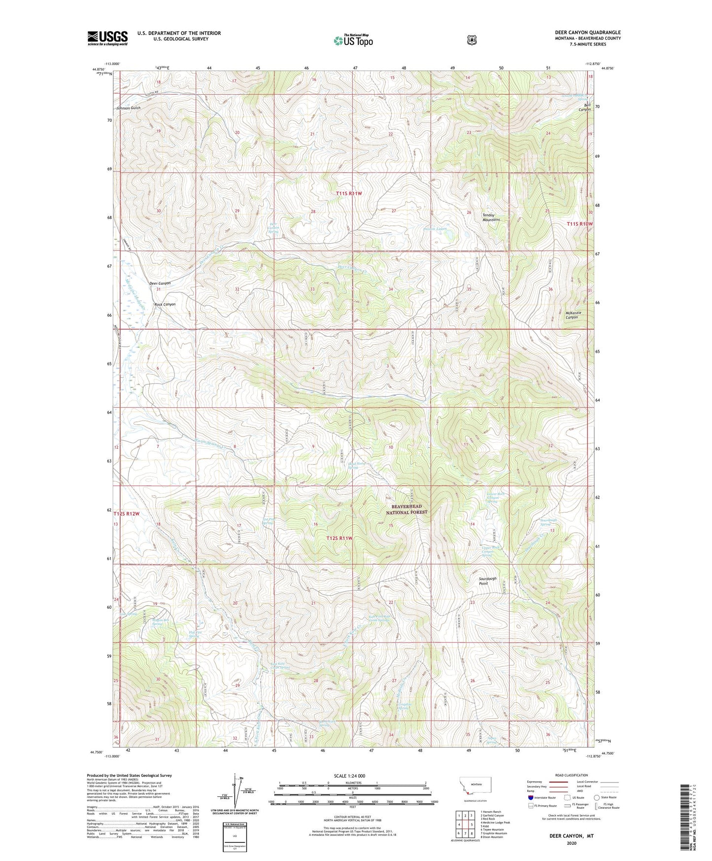 Deer Canyon Montana US Topo Map Image