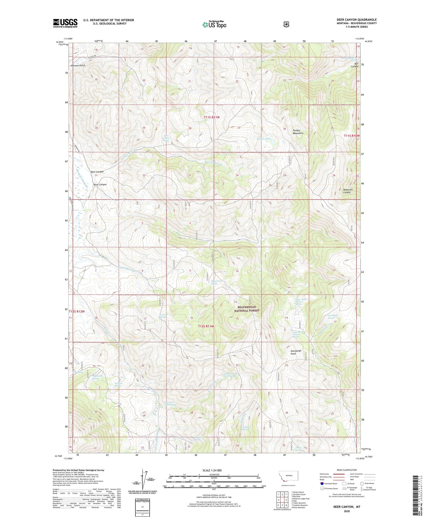 Deer Canyon Montana US Topo Map Image
