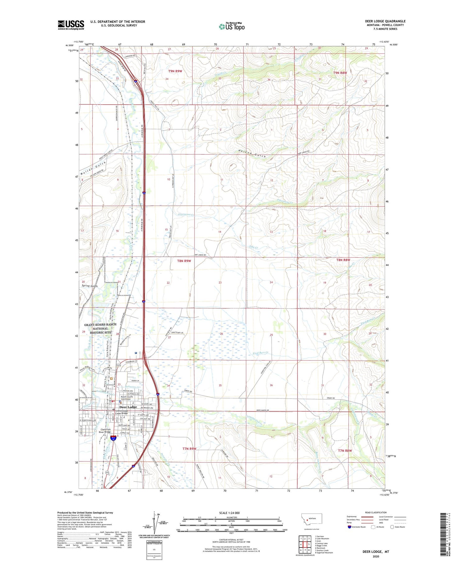 Deer Lodge Montana US Topo Map Image