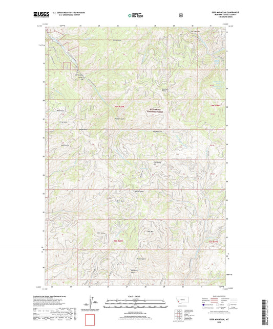 Deer Mountain Montana US Topo Map Image