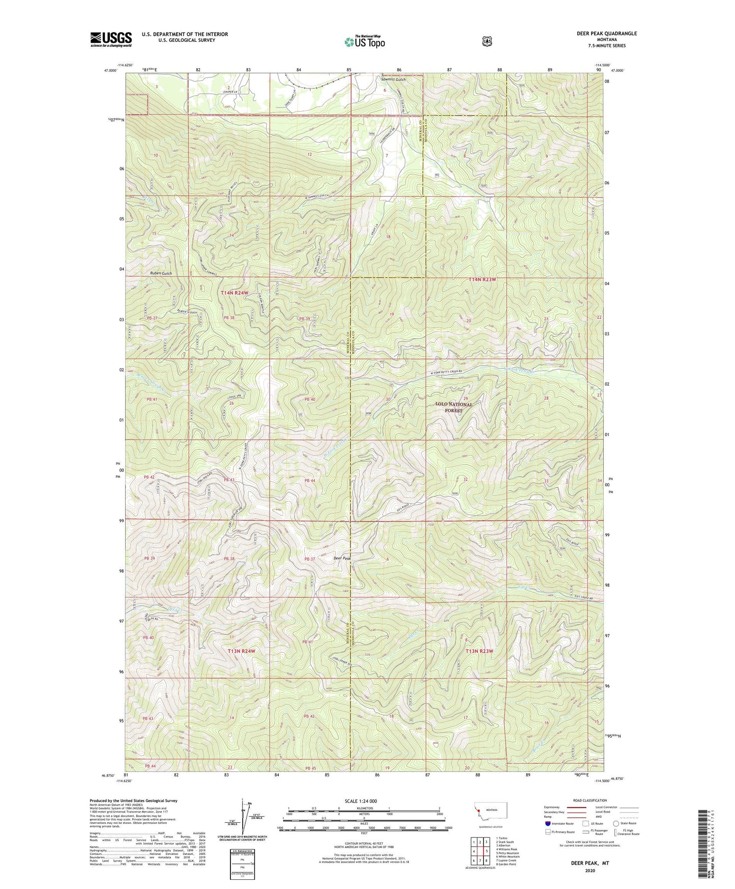 Deer Peak Montana US Topo Map Image