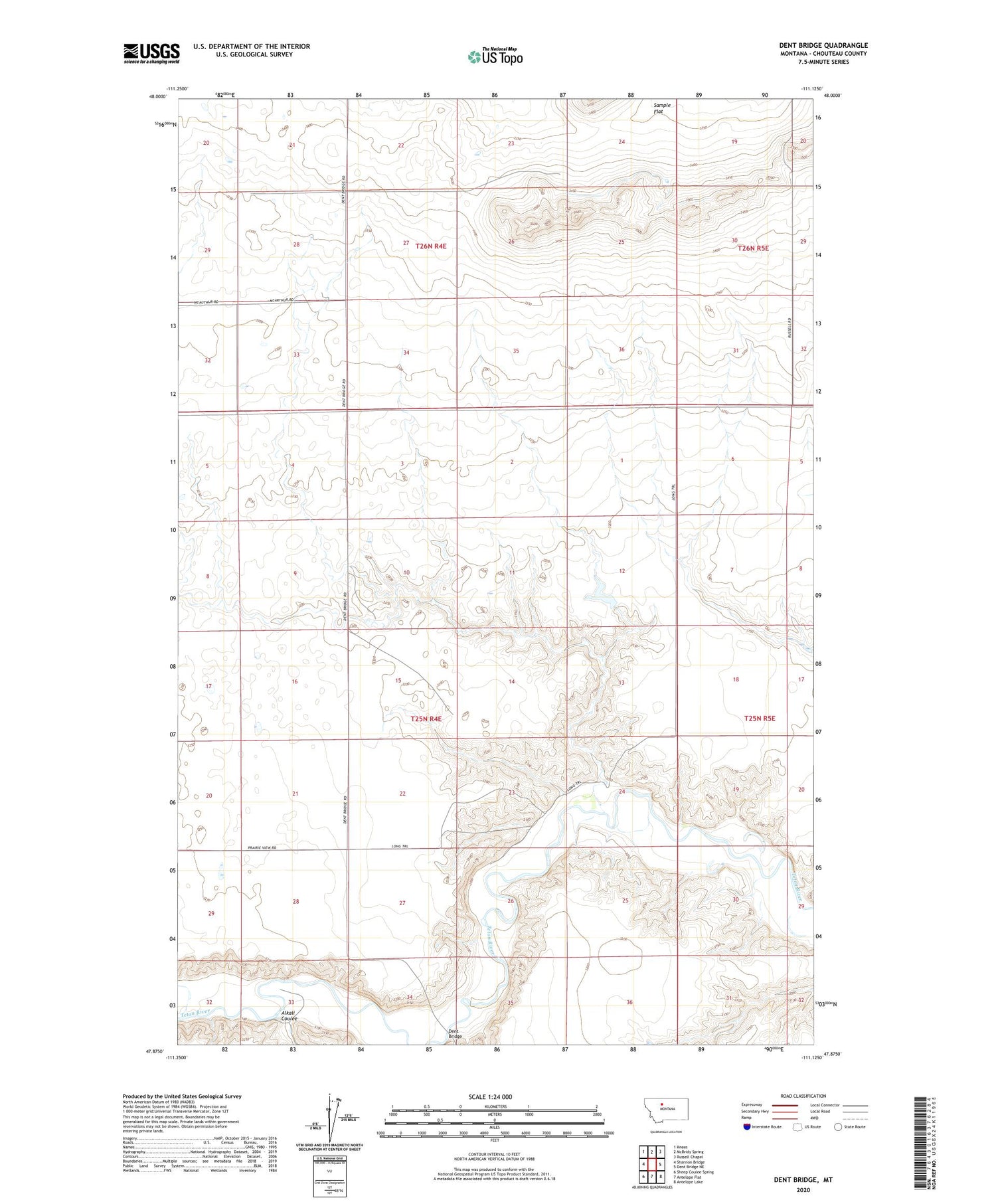 Dent Bridge Montana US Topo Map Image