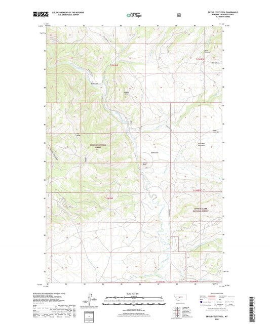 Devils Footstool Montana US Topo Map Image