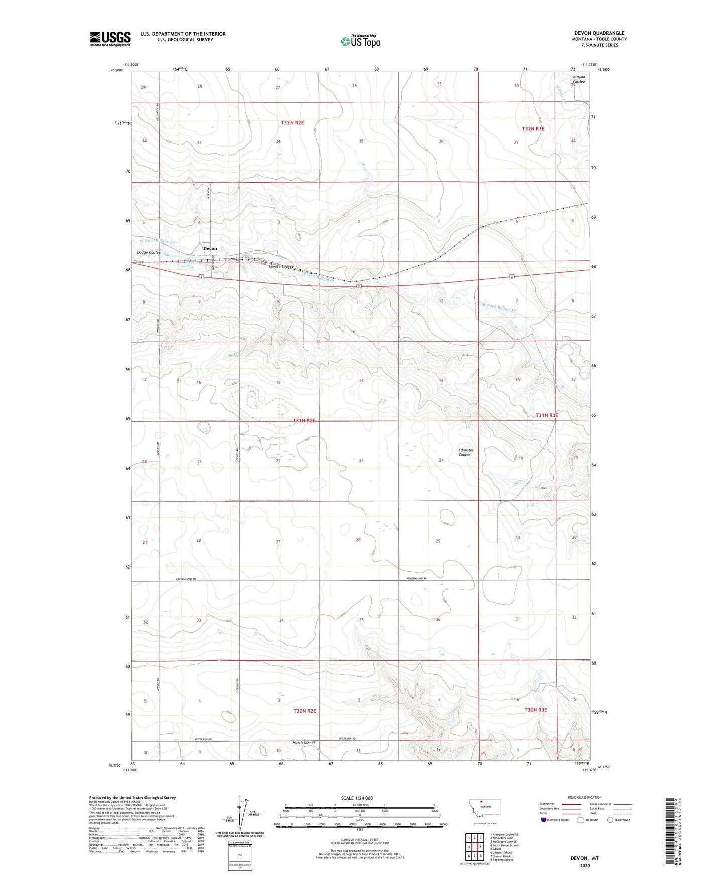 Devon Montana US Topo Map Image