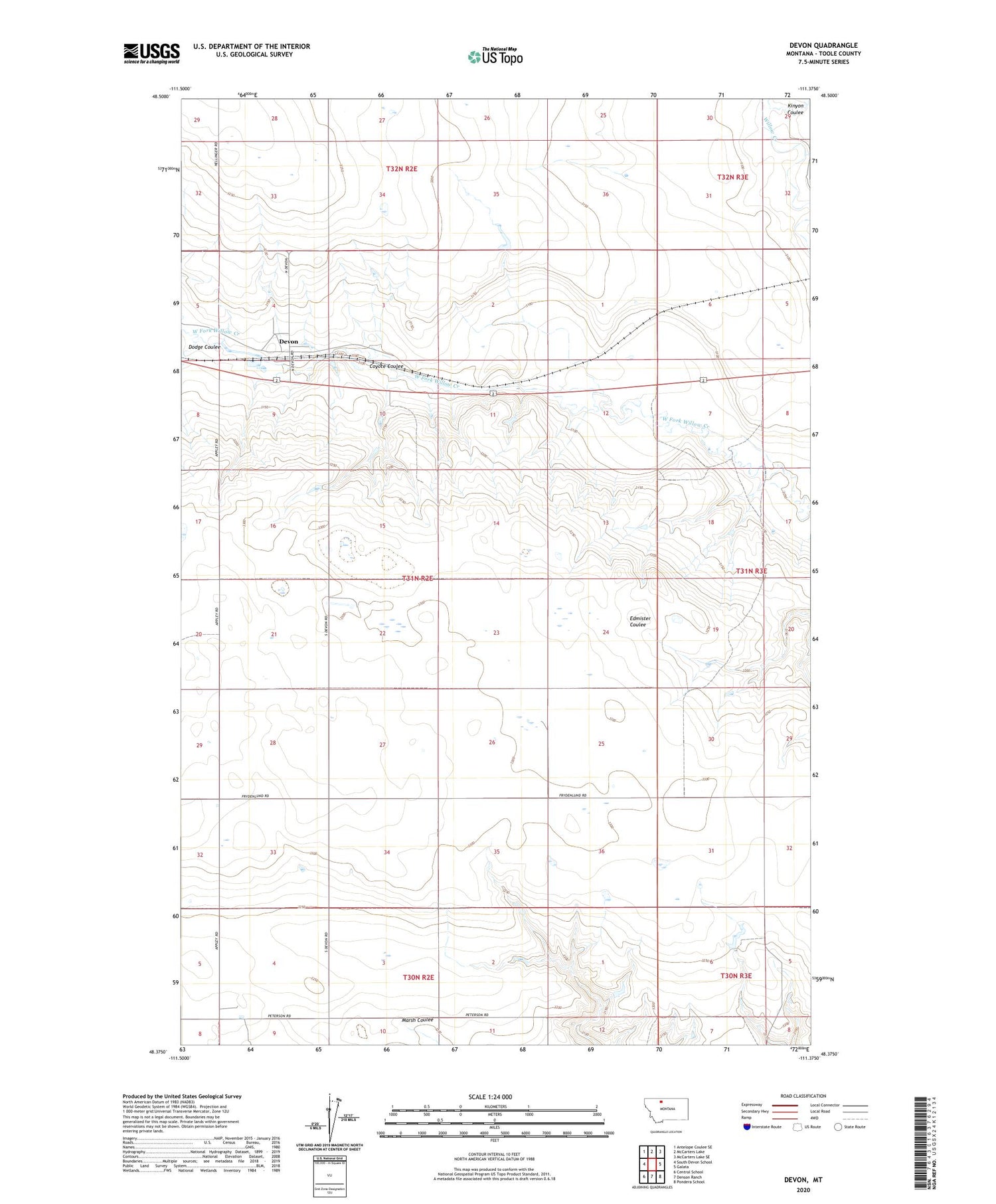 Devon Montana US Topo Map Image