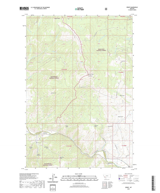 Dewey Montana US Topo Map Image