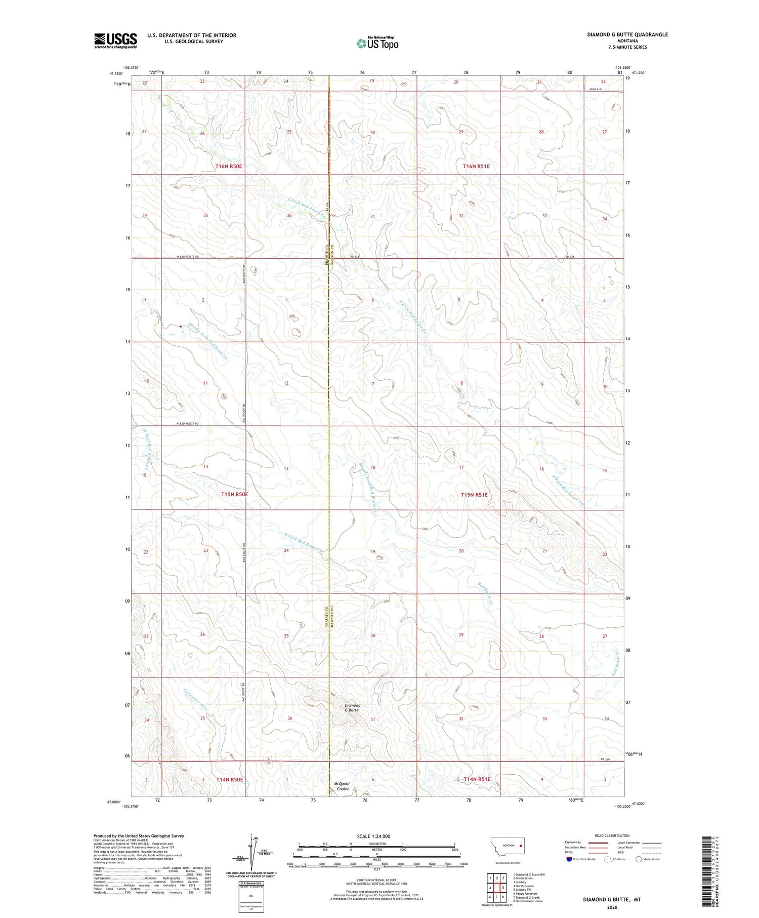 Diamond G Butte Montana US Topo Map Image