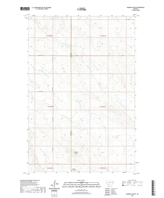 Diamond G Butte Montana US Topo Map Image