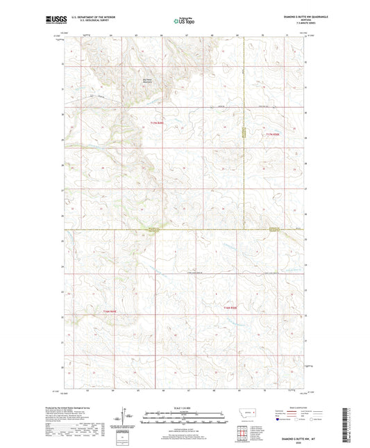Diamond G Butte NW Montana US Topo Map Image