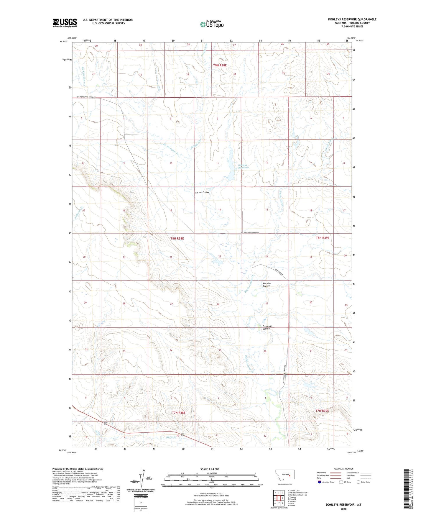 Donleys Reservoir Montana US Topo Map Image