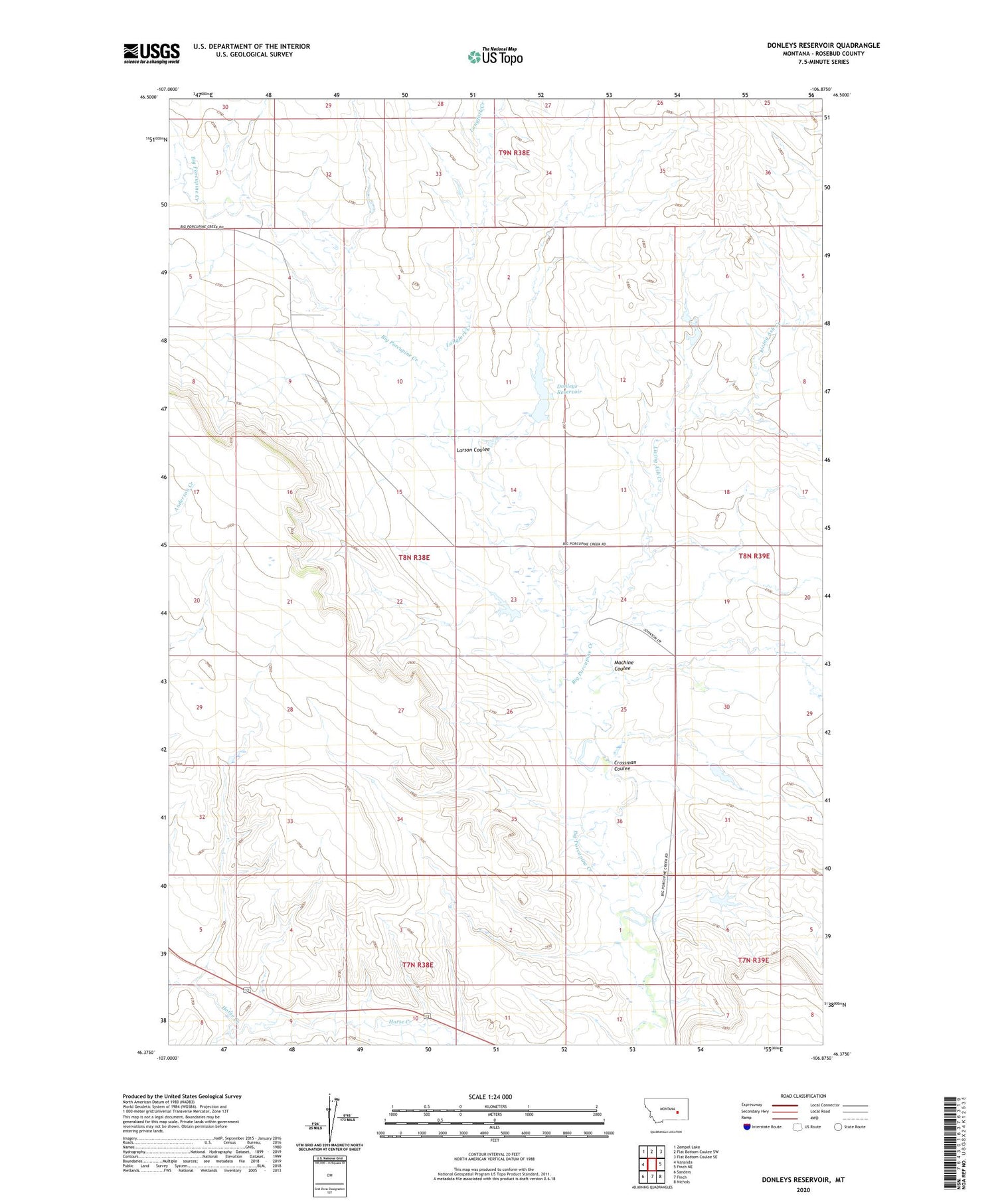 Donleys Reservoir Montana US Topo Map Image