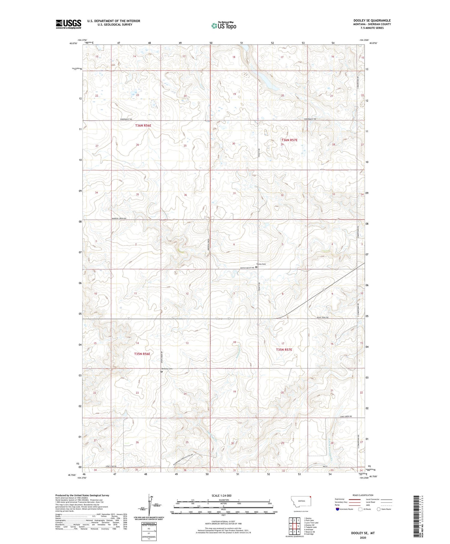 Dooley SE Montana US Topo Map Image