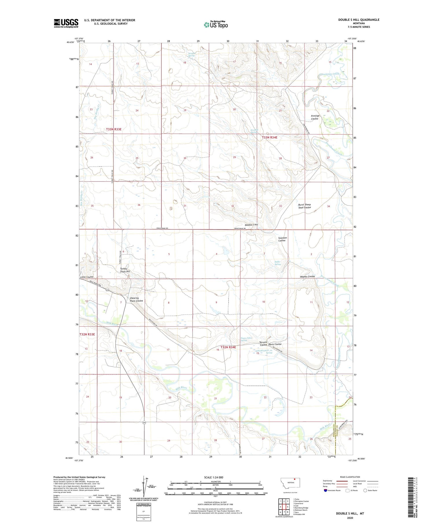 Double S Hill Montana US Topo Map Image