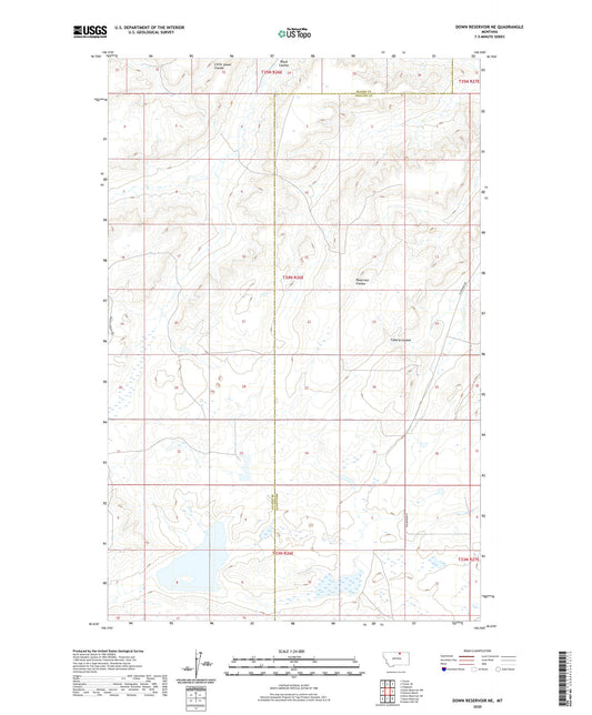 Down Reservoir NE Montana US Topo Map Image