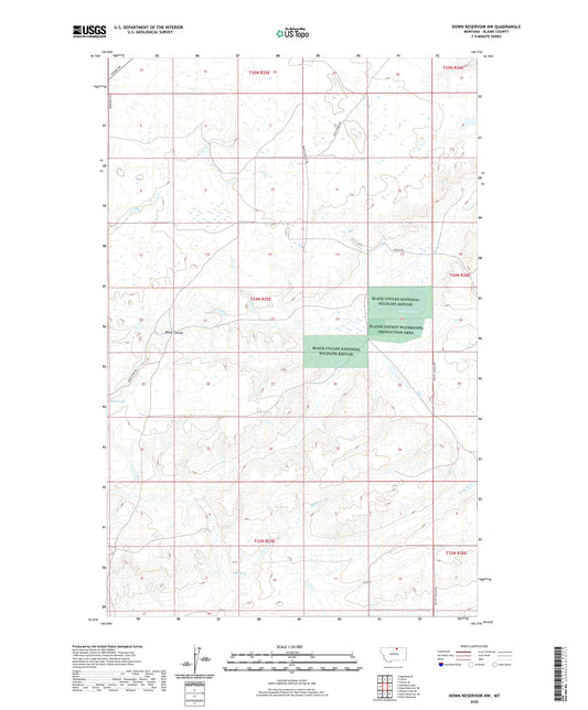 Down Reservoir NW Montana US Topo Map Image