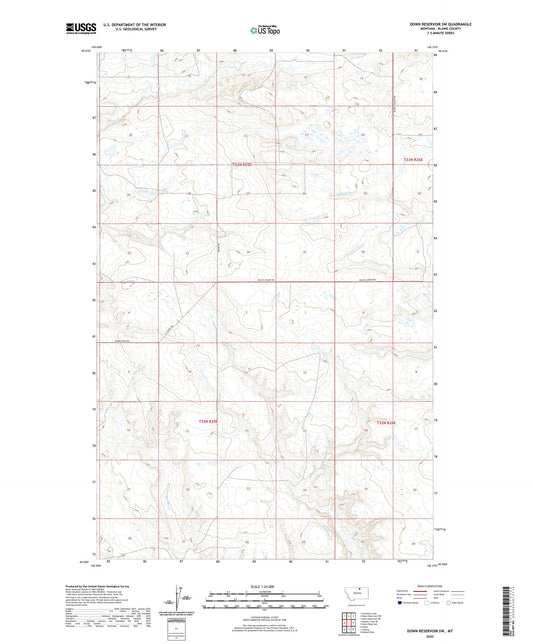 Down Reservoir SW Montana US Topo Map Image