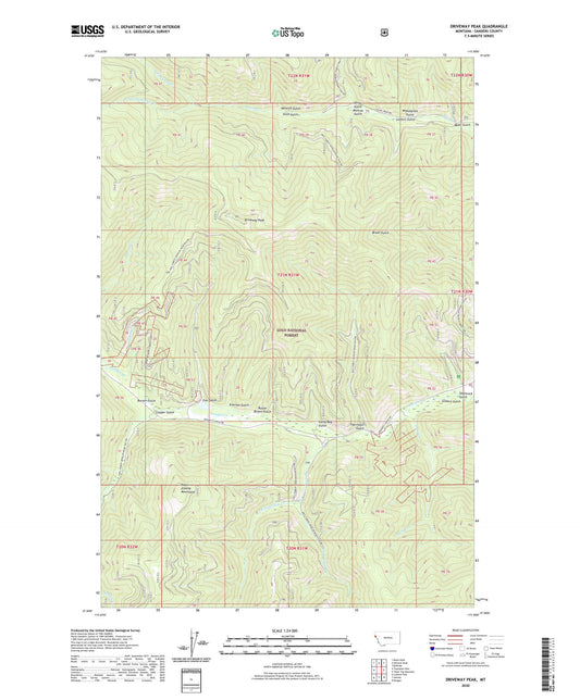 Driveway Peak Montana US Topo Map Image