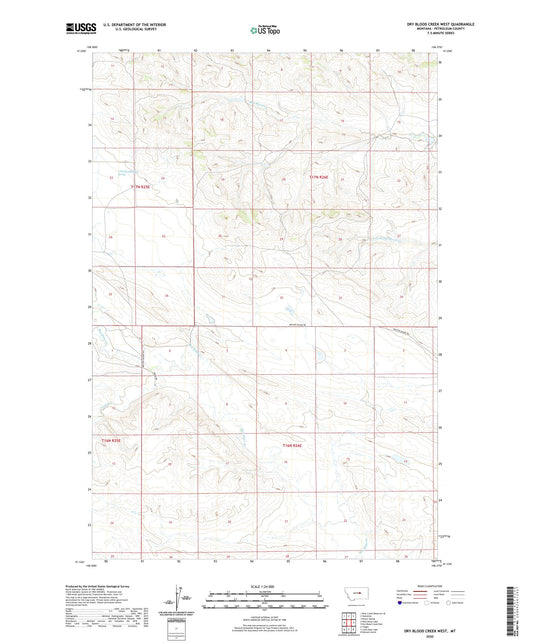 Dry Blood Creek West Montana US Topo Map Image