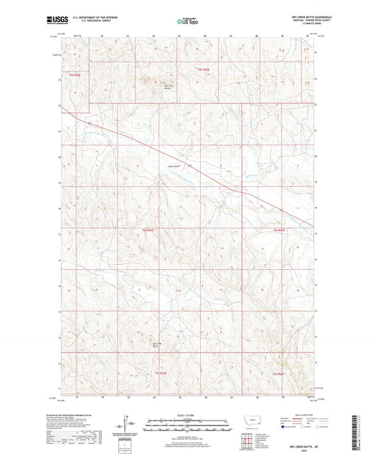 Dry Creek Butte Montana US Topo Map Image