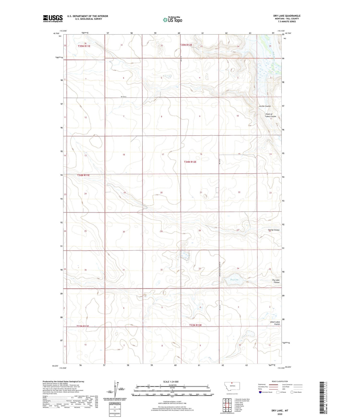 Dry Lake Montana US Topo Map Image