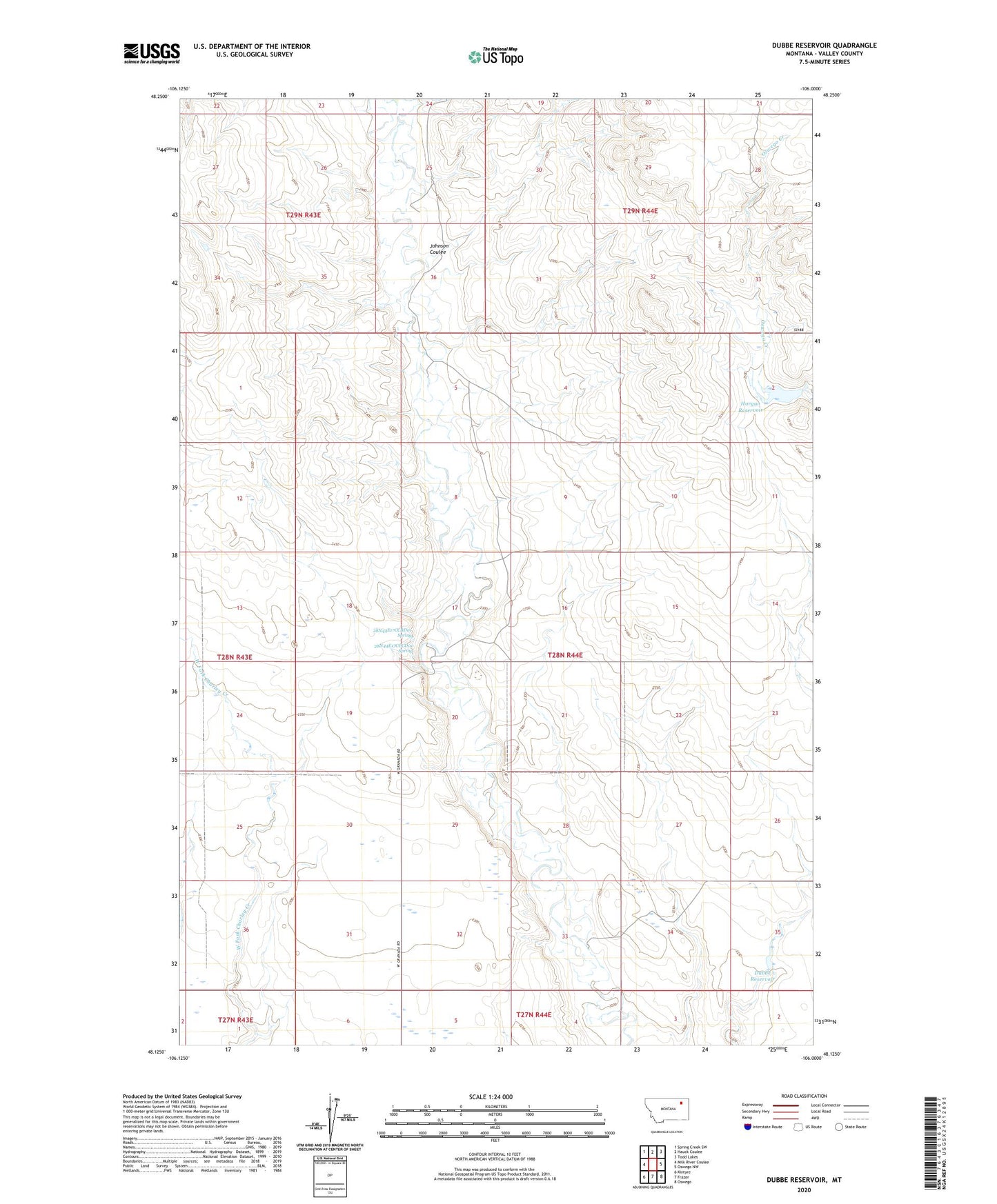 Dubbe Reservoir Montana US Topo Map Image