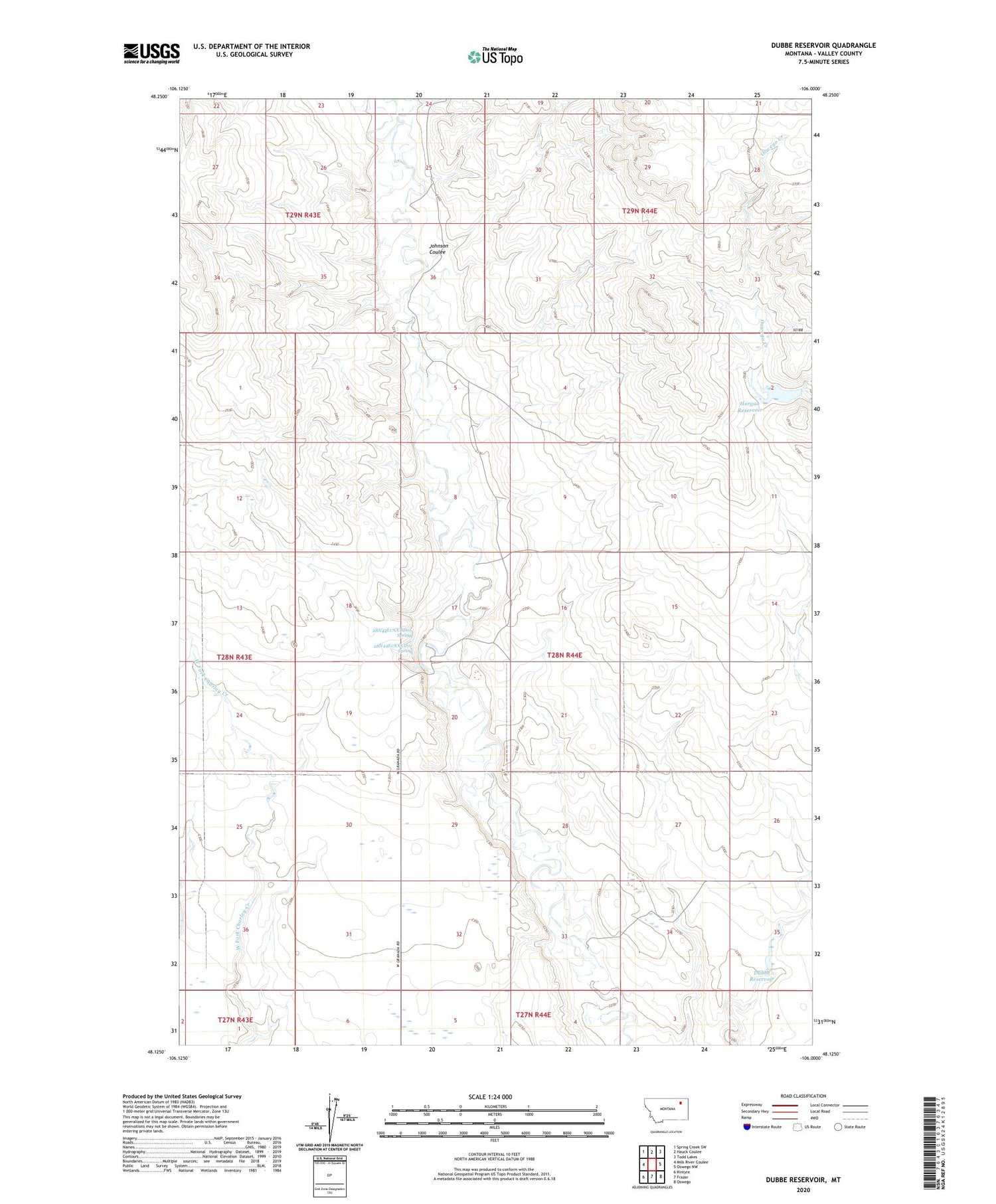 Dubbe Reservoir Montana US Topo Map Image