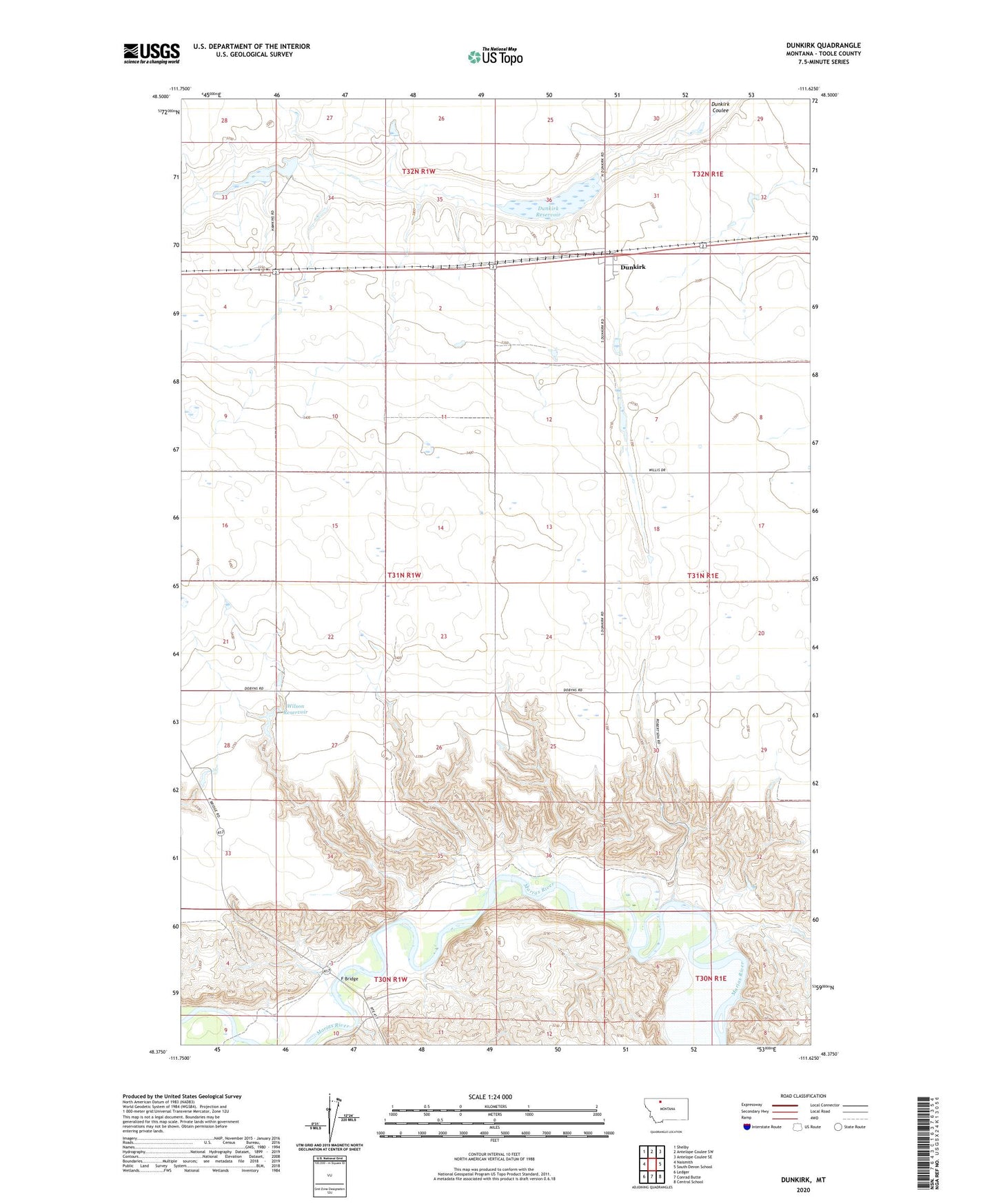 Dunkirk Montana US Topo Map Image
