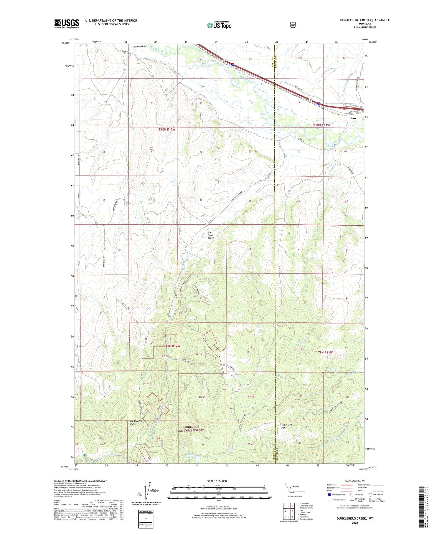 Dunkleberg Creek Montana US Topo Map Image
